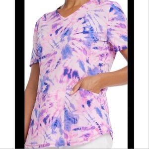 Scrubstar Women's "Time for Tie Dye" V-Neck Print Scrub Top